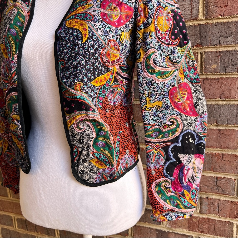 Vintage Multi-Pattern Quilted Cropped Jacket - image 3